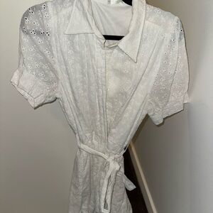 White Eyelet Romper with Belt